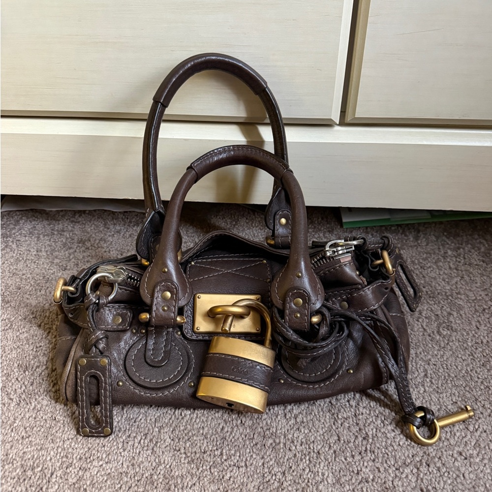 Chloe Dark Brown Paddington mini with Gold Hardware